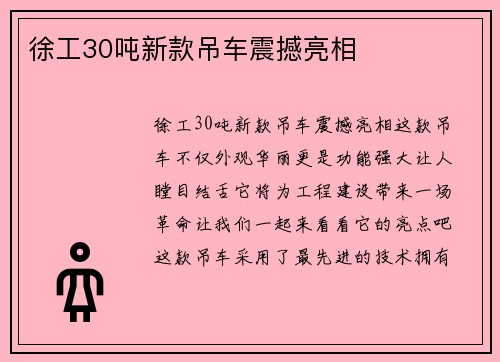 徐工30吨新款吊车震撼亮相